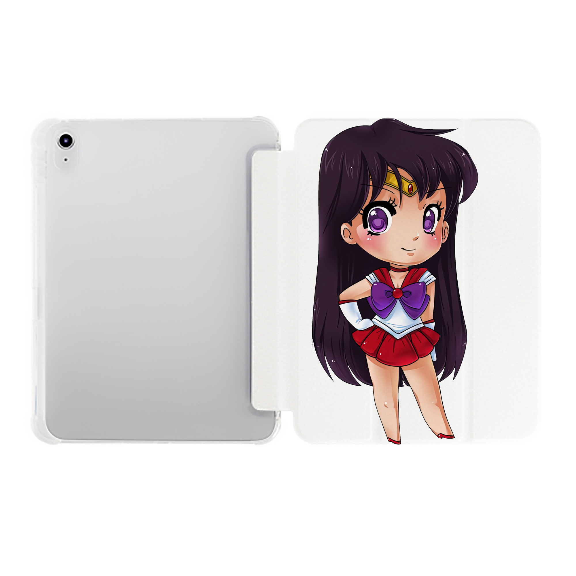（画像用） 美少女戦士セーラームーン 火野レイ ひの レイ Sailor Moon Hino Rei （セーラーマーズ,Sailor Mars） IPad ケース ペン収納付き 三つ折りスタンド PUレザー×シリコン 対応機種9.5/10.5/10.9インチ